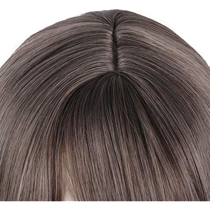 DILLARDS Hua Mian Li Long Straight Wig With Bangs 24” Wigs For Women Synthetic Heat Resistant Fiber Natural Looking Daily Party Cosplay Use (Grey) - Image 5